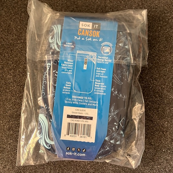 Sok It CanSok in Ocean Oasis for 12 oz Slim Cans NWT - Picture 6 of 7